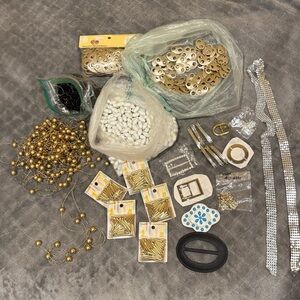 Assorted Craft Supplies in Gold and Silver
